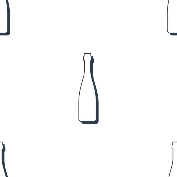 Butelki Winie Bez Szwu Linia Artystyczna Zarys Obrazu Czarno Biały — Wektor stockowy