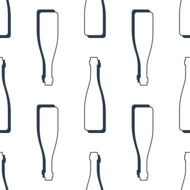 Kırmızı şarap şişeleri kusursuz. Çizgi sanatı tarzı. Görüntü özeti. Siyah ve beyaz tekrar şablonu. Parti içkileri konsepti. Beyaz arka planda resim. Herhangi bir amaç için düz tasarım