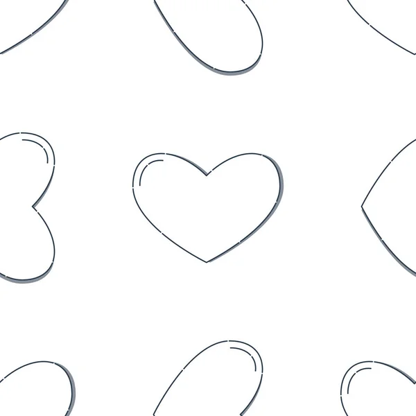 Line Art Seamless Pattern Form Heart White Background Romance Graphic — Stock Vector