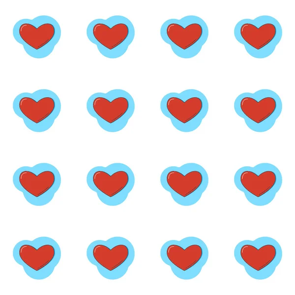 Линия Искусства Бесшовный Узор Виде Красного Сердца Синей Форме Романтическая — стоковый вектор