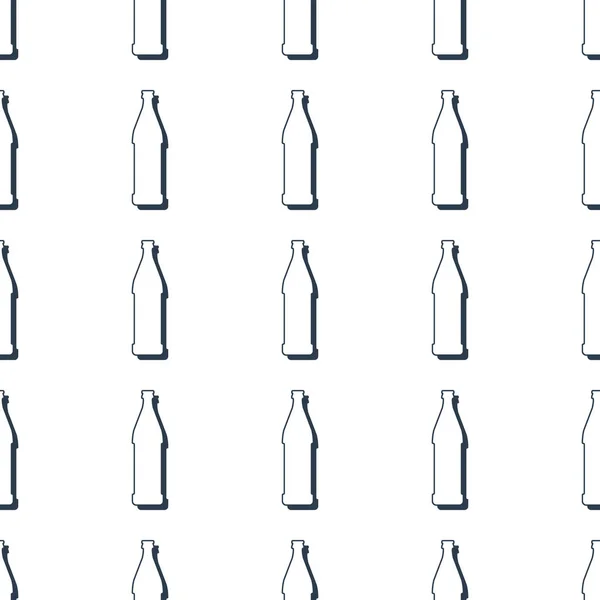 啤酒瓶子无缝图案 线条艺术风格 轮廓图像 黑白重复模板 派对酒水的概念关于白色背景的说明 任何目的的平面设计风格 — 图库矢量图片