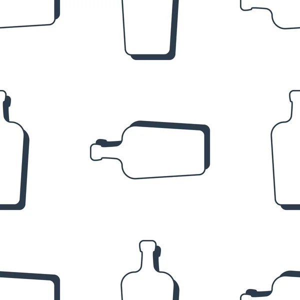 Butelki Alkoholem Bez Szwu Linia Artystyczna Zarys Obrazu Czarno Biały — Wektor stockowy
