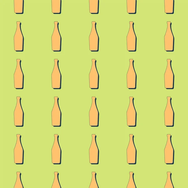 Martini Bottles Seamless Pattern Line Art Style Outline Image Color — Stock Vector