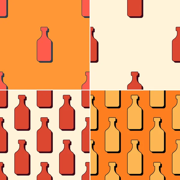 Botellas Ron Patrón Sin Costuras Estilo Línea Arte Esquema Imagen — Archivo Imágenes Vectoriales