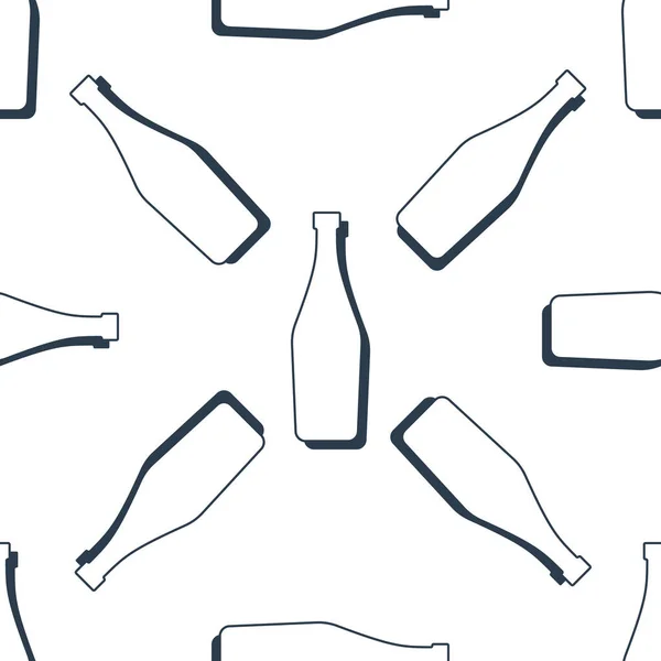 Бутылки Мартини Бесшовные Линейный Стиль Контур Изображения Черно Белый Повторяющийся — стоковый вектор