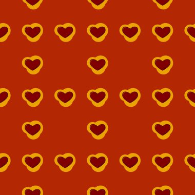 Renkli kırmızı kalp şeklinde hatları olmayan kusursuz bir desen. Romantik grafik doku. Tatil kutlaması konsepti. Dekoratif baskı. Geometrik parlak duvar kağıdı. Siyah çizgi