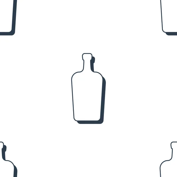 Бутылки Спиртных Напитков Линейный Стиль Контур Изображения Черно Белый Повторяющийся — стоковый вектор