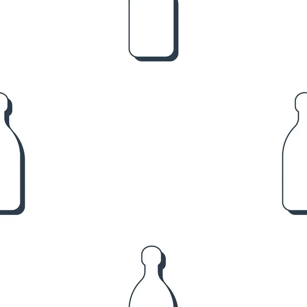 Butelki Tequili Bez Szwu Linia Artystyczna Zarys Obrazu Czarno Biały — Wektor stockowy
