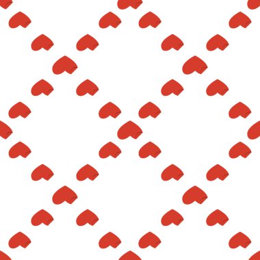 Renkli arka planda kıvrımlı köşeli kırmızı kalp şeklinde kusursuz bir sanat deseni. Romantik grafik doku. Tatil kutlaması konsepti. Dekoratif baskı. Geometrik parlak duvar kağıdı