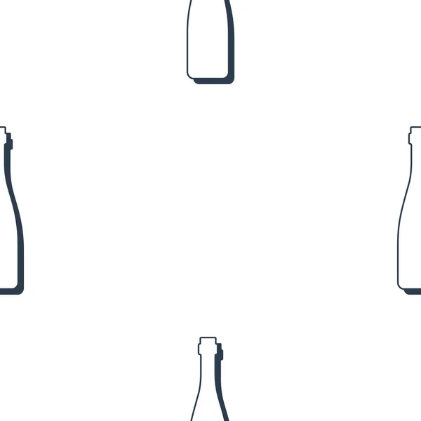 Butelki Winie Bez Szwu Linia Artystyczna Zarys Obrazu Czarno Biały — Wektor stockowy