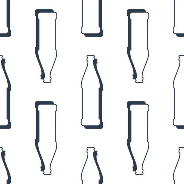 Bierflaschen Nahtloses Muster Linienkunst Umrissbild Schwarz Weiße Wiederholungsschablone Party Drinks — Stockvektor
