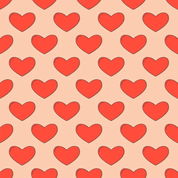 Линия Искусства Безшипный Узор Виде Красного Сердца Цветном Фоне Романтическая — стоковый вектор
