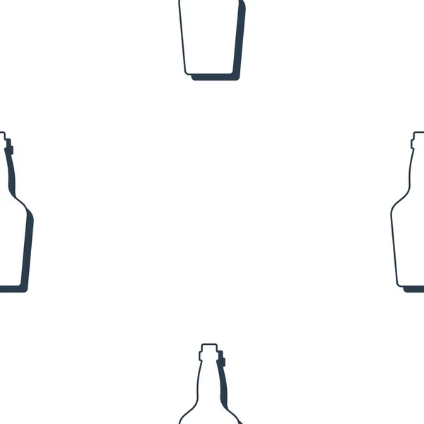 Bouteilles Whisky Motif Sans Couture Style Line Art Aperçu Image — Image vectorielle
