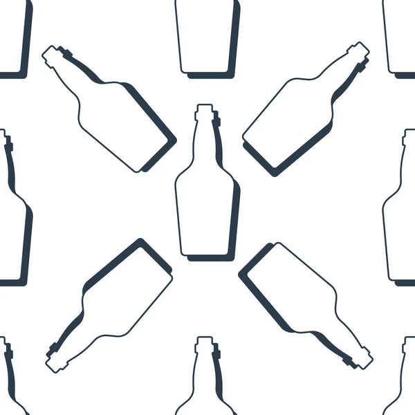 Bottiglie Whisky Modello Senza Soluzione Continuità Stile Line Art Immagine — Vettoriale Stock