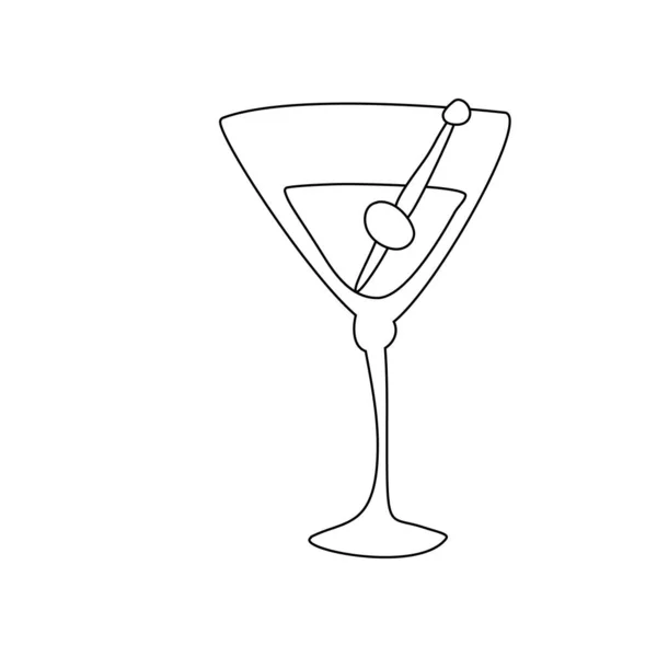 Martini Glass Hand Drawn Line Cartoon Illustration Romantic Alcoholic Drink — Stock vektor