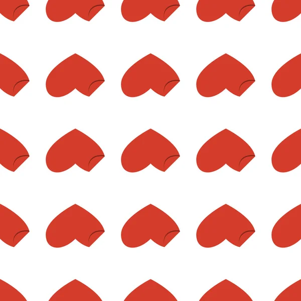 色の背景に曲線的なコーナーを持つ赤いハートの形でアートシームレスなパターン 恋愛グラフィックテクスチャ お祝いのコンセプト 装飾印刷物 幾何学的な明るい壁紙 — ストックベクタ