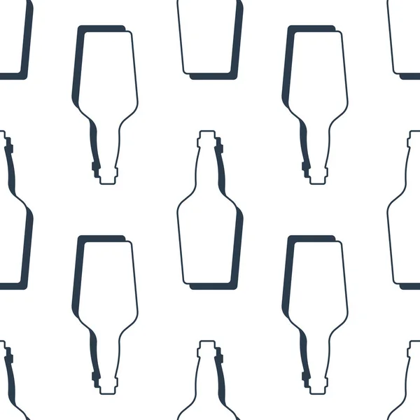 Bottiglie Whisky Modello Senza Soluzione Continuità Stile Line Art Immagine — Vettoriale Stock