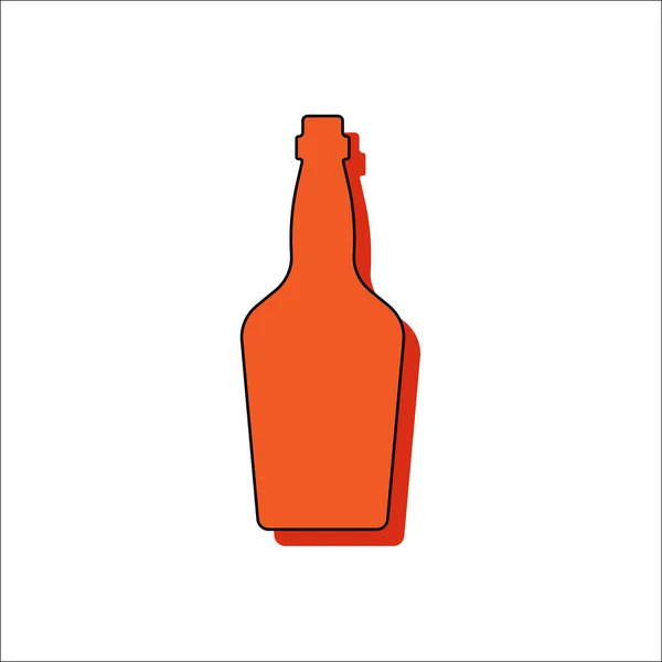 ウィスキーボトル パーティーやお祝いのためのアルコール飲料 輪郭と影で隔離されたシンプルな形状 白を基調としたカラーイラスト 任意の目的のためのフラットデザインスタイル — ストックベクタ