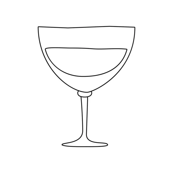 Vidrio Vermú Ilustración Dibujada Mano Bebida Alcohólica Romántica Doodle Esboza — Vector de stock