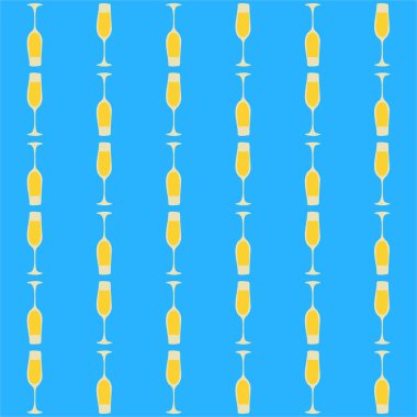 Şampanya kadehinin pürüzsüz deseni, her amaç için harika bir tasarım. Doodle tarzı. Elle çizilmiş görüntü. Renk tekrarlama şablonu. Parti içkileri konsepti. Serbest çizim. Çizgi film taslağı