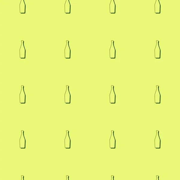 Martini Flaschen Nahtloses Muster Linienkunst Umrissbild Farbwiederholungsvorlage Party Drinks Konzept — Stockvektor
