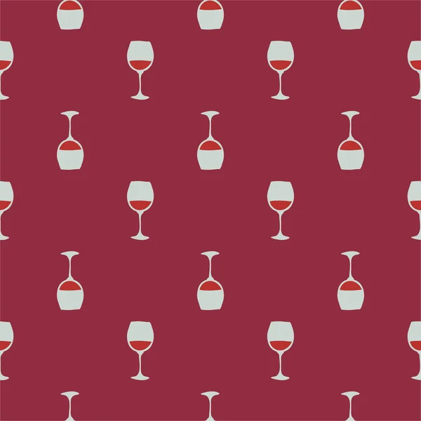 Red Wine Glass Seamless Pattern Great Design Any Purposes Doodle — Stock Vector