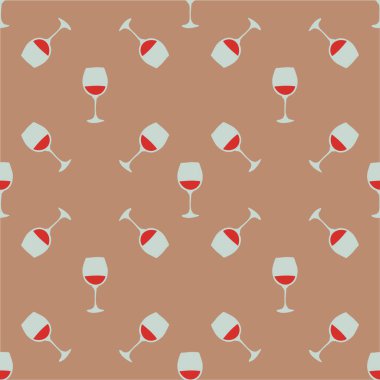 Kırmızı şarap kadehi kusursuz desen, her amaç için harika tasarım. Doodle tarzı. Elle çizilmiş görüntü. Şablonu tekrarla. Parti içkileri konsepti. Serbest çizim. Çizgi film taslağı