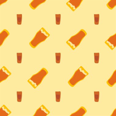 Bira ve rom bardağı kusursuz desen, her amaçla harika tasarım. Doodle tarzı. Elle çizilmiş görüntü. Renk tekrarlama şablonu. Parti içkileri konsepti. Serbest çizim. Çizgi film taslağı