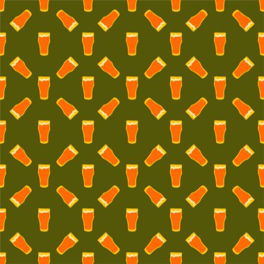 Bira bardağının dikişsiz deseni, her amaç için harika bir tasarım. Doodle tarzı. Elle çizilmiş görüntü. Renk tekrarlama şablonu. Parti içkileri konsepti. Serbest çizim. Çizgi film taslağı