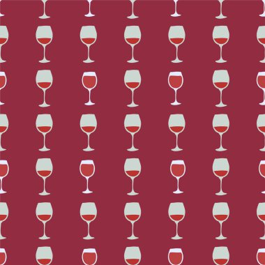 Kırmızı şarap kadehi kusursuz desen, her amaç için harika tasarım. Doodle tarzı. Elle çizilmiş görüntü. Şablonu tekrarla. Parti içkileri konsepti. Serbest çizim. Çizgi film taslağı