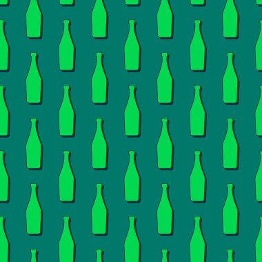 Martini şişeleri kusursuz. Çizgi sanatı tarzı. Görüntü özeti. Renk tekrarlama şablonu. Parti içkileri konsepti. Arka planda bir resim. Herhangi bir amaç için düz tasarım