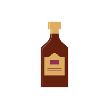 Bir şişe rom, herhangi bir amaç için harika bir tasarım. Düz stil. Renk formu. Parti içkisi konsepti. Basit resim şekli