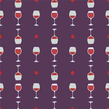 Kırmızı şarap kadehi kusursuz desen, her amaç için harika tasarım. Doodle tarzı. Elle çizilmiş görüntü. Şablonu tekrarla. Parti içkileri konsepti. Serbest çizim. Çizgi film taslağı