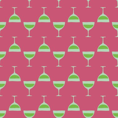 Vermut cam dikişsiz desen, her amaçla harika tasarım. Doodle tarzı. Elle çizilmiş görüntü. Renk tekrarlama şablonu. Parti içkileri konsepti. Serbest çizim. Çizgi film taslağı