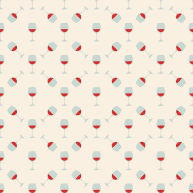 Kırmızı şarap kadehi kusursuz desen, her amaç için harika tasarım. Doodle tarzı. Elle çizilmiş görüntü. Şablonu tekrarla. Parti içkileri konsepti. Serbest çizim. Çizgi film taslağı