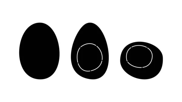 Çizgi Film Yumurtası Yontulmuş Siluet Sınır Çizgisi Siyah Beyaz Tasarım — Stok Vektör