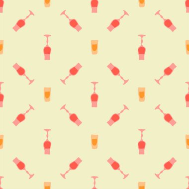 İçki ve rom bardakları kusursuz, her şey için harika bir tasarım. Doodle tarzı. Elle çizilmiş görüntü. Şablonu tekrarla. Parti içkileri konsepti. Serbest çizim. Çizgi film taslağı