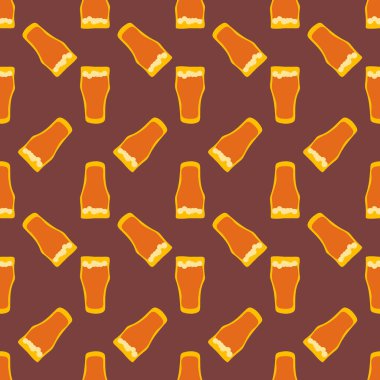 Bira bardağının dikişsiz deseni, her amaç için harika bir tasarım. Doodle tarzı. Elle çizilmiş görüntü. Renk tekrarlama şablonu. Parti içkileri konsepti. Serbest çizim. Çizgi film taslağı