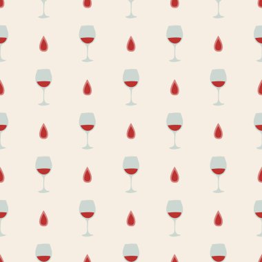 Kırmızı şarap kadehi kusursuz desen, her amaç için harika tasarım. Doodle tarzı. Elle çizilmiş görüntü. Şablonu tekrarla. Parti içkileri konsepti. Serbest çizim. Çizgi film taslağı