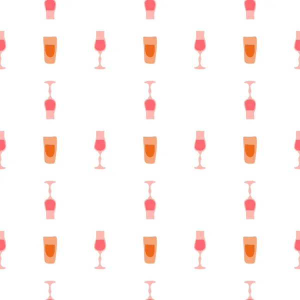 Liquor Rum Glass Seamless Pattern Great Design Any Purposes Doodle —  Vetores de Stock