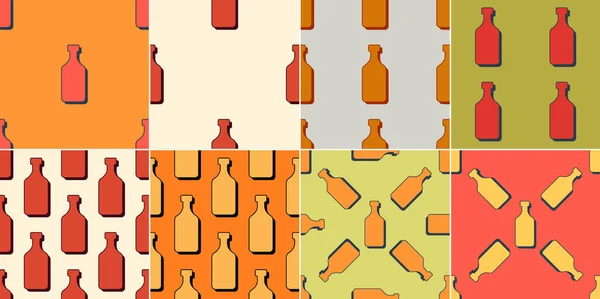 Bottiglie Rum Modello Senza Soluzione Continuità Stile Line Art Immagine — Vettoriale Stock