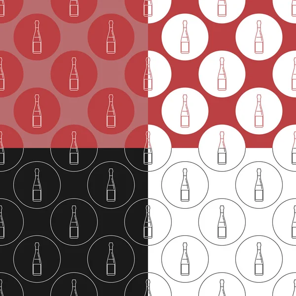 Group View Seamless Pattern Bottle Red Wine Flat Style Form — Vetor de Stock