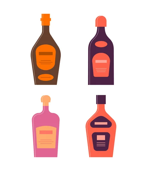 Bottle Whiskey Liquor Rum Brandy Great Design Any Purposes Flat — Vector de stock