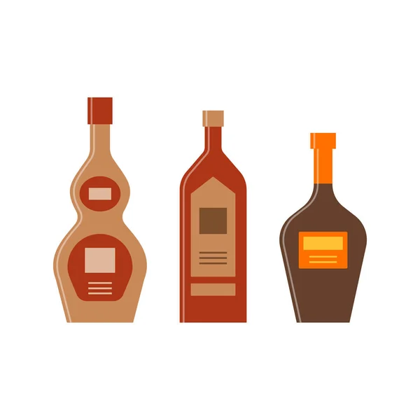 Set Bottles Liquor Whiskey Balsam Great Design Any Purposes Icon — Stock Vector