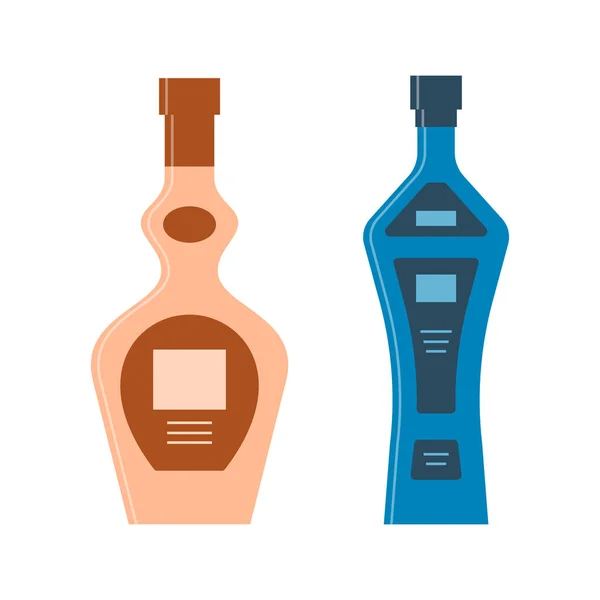 Set Bottles Cognac Gin Vodka Great Design Any Purposes Icon — Stock Vector