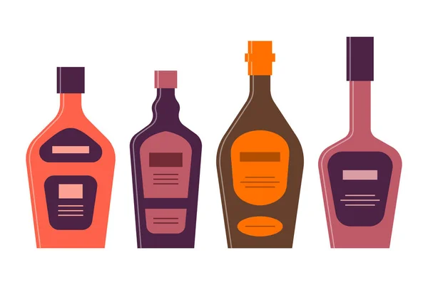 Set Botellas Licor Ron Whisky Bálsamo Gran Diseño Para Cualquier — Vector de stock