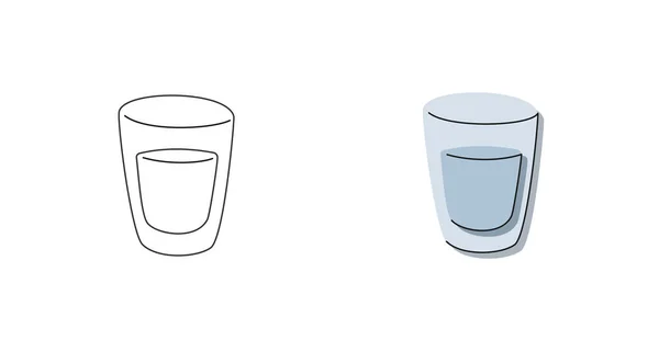 白色背景的伏特加杯 卡通素描设计 平淡的风格 彩色手绘图像 咖啡馆 派对派对的派对饮酒概念 手绘风格 — 图库矢量图片