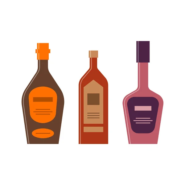 Set Bottles Cognac Balsam Liquor Great Design Any Purposes Icon — Stock Vector