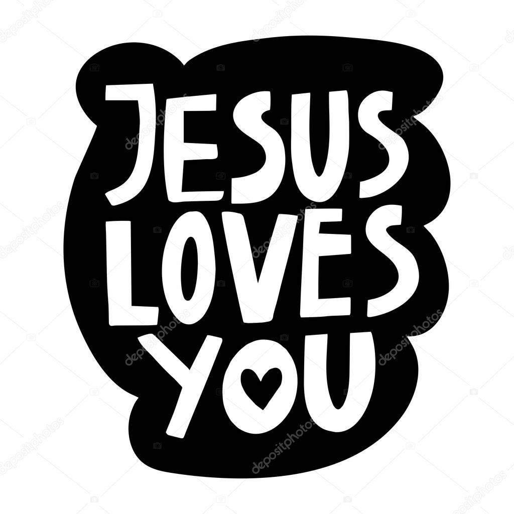 vector handwritten inscription Jesus loves you