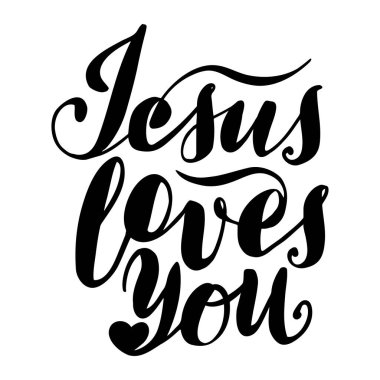 vektör kaligrafi yazıtları. İsa seni siyahlar içinde seviyor.